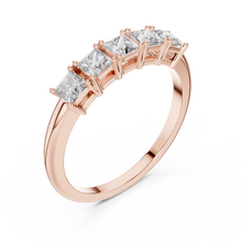 Five Stone Princess Cut Moissanite Band in rose 925 sterling silver, view 2