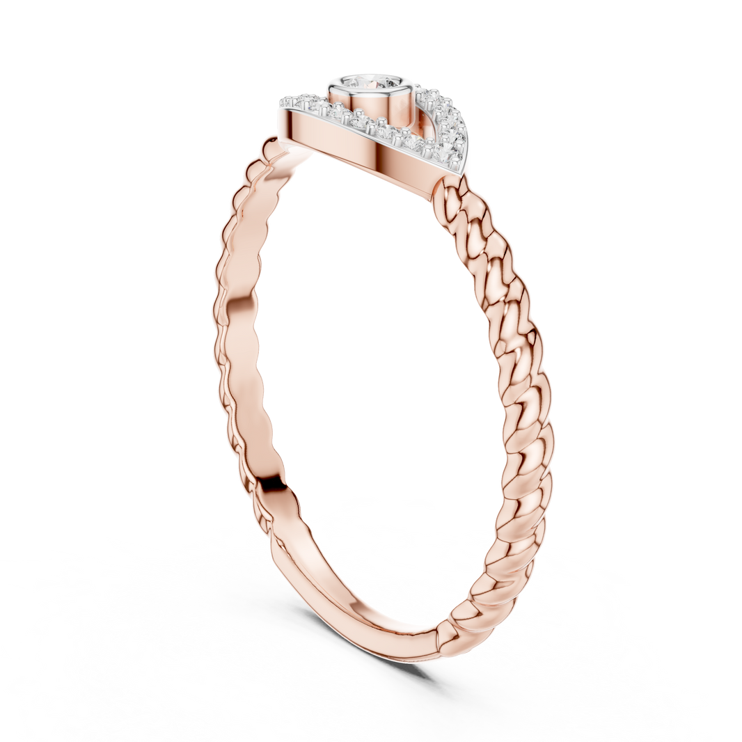Evil Eye Moissanite Ring with Rope Shank in rose 925 sterling silver, view 1