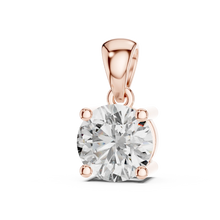 Round Solitaire Moissanite Pendant in rose 925 sterling silver, view 2
