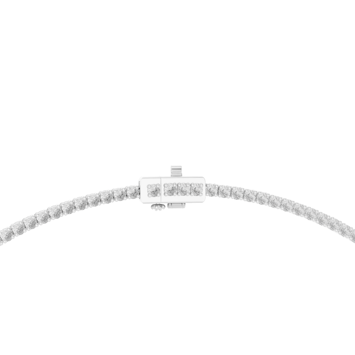 Round Tennis Necklace with Pear Drop in white 925 sterling silver, view 4