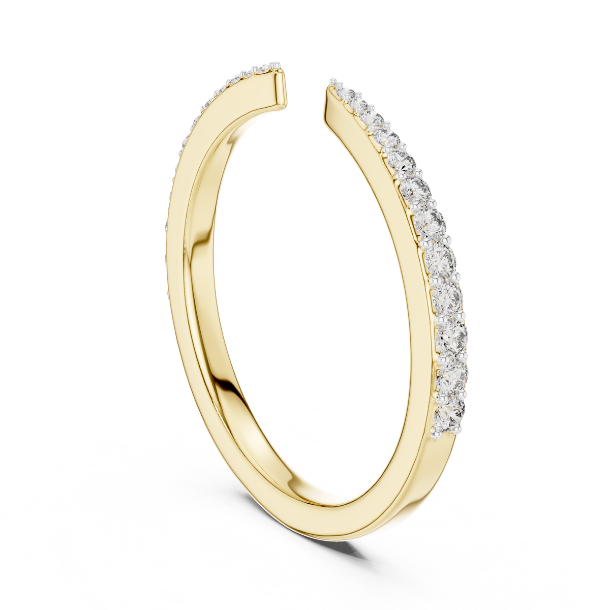 Open Cuff Pavé Moissanite Ring in yellow 925 sterling silver, view 1