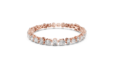 Oval Moissanite Tennis Bracelet in rose 925 sterling silver, view 2