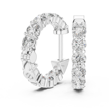 Moissanite inside out hoop earrings in white 925 sterling silver, view 1
