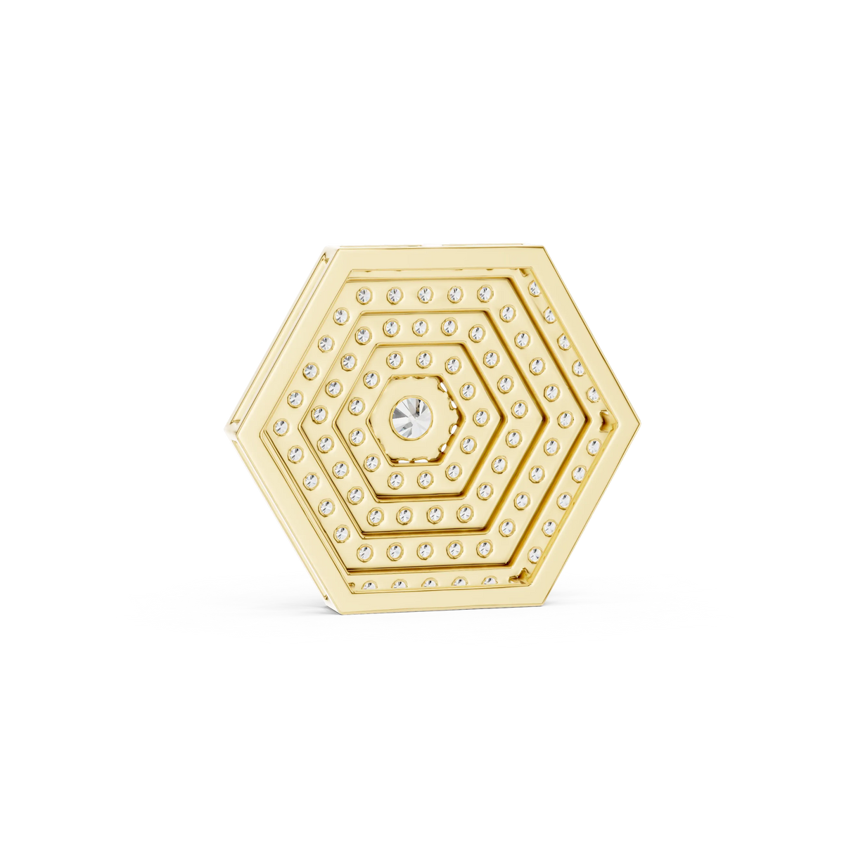 Pavé Hexagon Moissanite Pendant in yellow 925 sterling silver, view 4