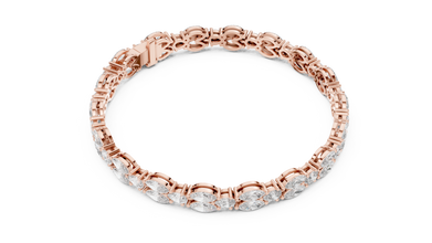 Marquise and Pear Moissanite Tennis Bracelet in rose 925 sterling silver, view 3