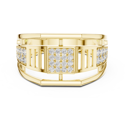 Men's Square Pavé Panel Cage Moissanite Band in yellow 925 sterling silver, view 4