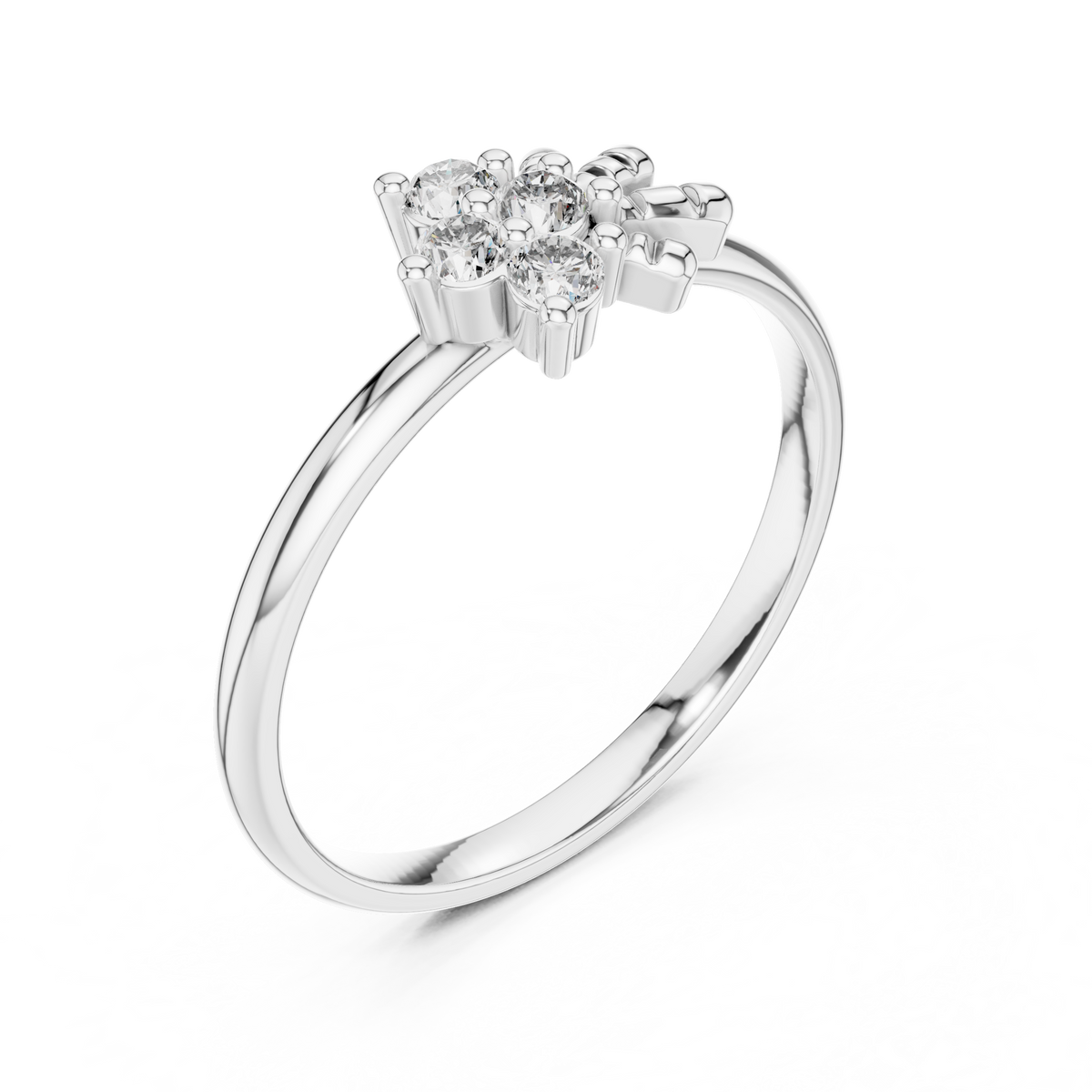 Petite Cluster Spray Moissanite Ring in white 925 sterling silver, view 2