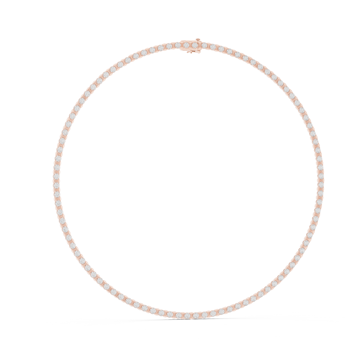 3.3mm Round Tennis Necklace in rose 925 sterling silver, view 1