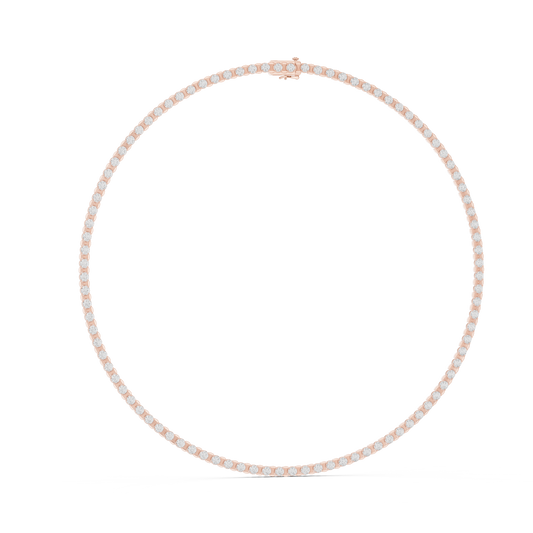 3.3mm Round Tennis Necklace in rose 925 sterling silver, view 1