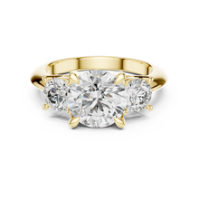 Round Three Stone Moissanite Statement Ring in yellow 925 sterling silver, view 4
