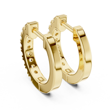Moissanite pave huggie hoop earrings in yellow 925 sterling silver, view 3