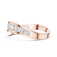 Baguette Moissanite Curved Contour Band in rose 925 sterling silver, view 3