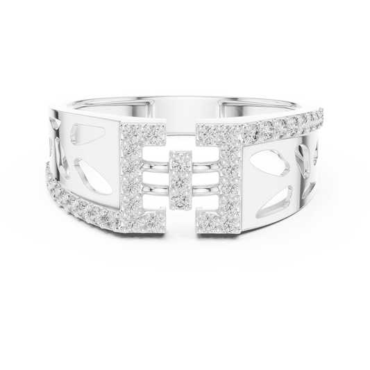 Geometric Bracket Pavé Openwork Moissanite Band in white 925 sterling silver, view 4