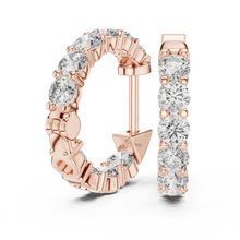 Moissanite inside out hoop earrings in rose 925 sterling silver, view 1