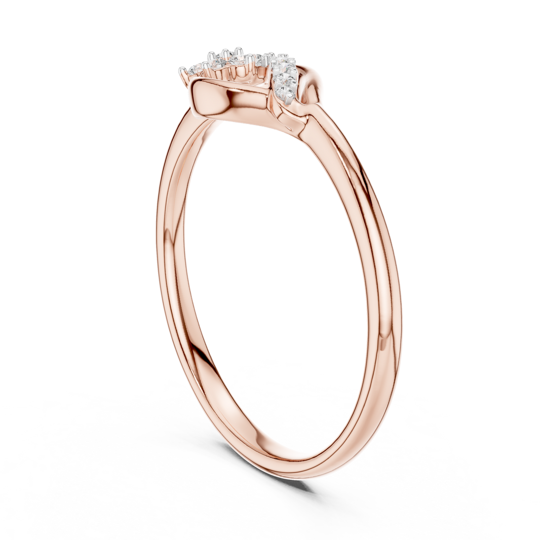 Flower Cluster Teardrop Bypass Moissanite Ring in rose 925 sterling silver, view 1
