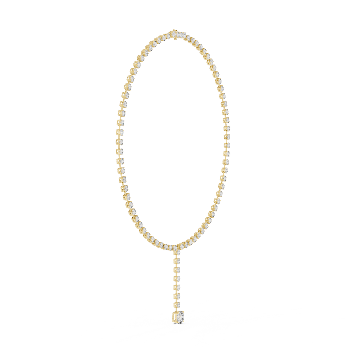 Round Tennis Y Necklace with Round Drop in yellow 925 sterling silver, view 3