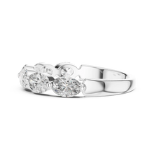 East-West Oval Moissanite Half Eternity Band in white 925 sterling silver, view 3