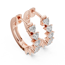 Heart moissanite huggie hoop earrings in rose 925 sterling silver, view 2