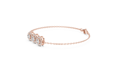 Triple Halo Moissanite Chain Bracelet in rose 925 sterling silver, view 2