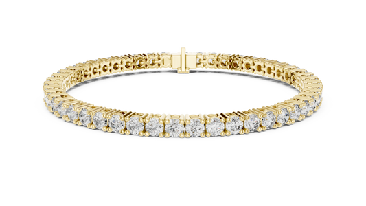 Round Four Prong Moissanite Tennis Bracelet in yellow 925 sterling silver, view 1