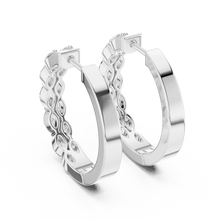Marquise moissanite double row hoop earrings in white 925 sterling silver, view 3