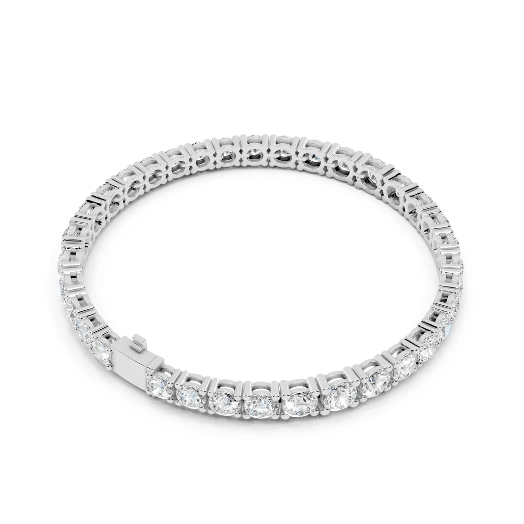 Graduated Round Moissanite Tennis Bracelet in white 925 sterling silver, view 3