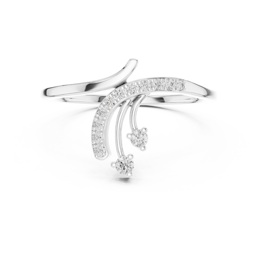 Shooting Star Spray Moissanite Ring in white 925 sterling silver, view 4