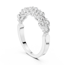 Floral Cluster Moissanite Half Eternity Band in white 925 sterling silver, view 1