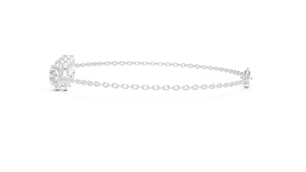 Triple Halo Moissanite Chain Bracelet in white 925 sterling silver, view 4