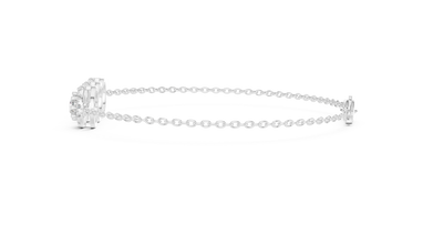 Triple Halo Moissanite Chain Bracelet in white 925 sterling silver, view 4