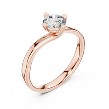 Round Solitaire Moissanite Bypass Twist Ring in rose 925 sterling silver, view 2