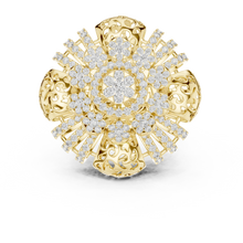 Flower Cluster Moissanite Cocktail Ring in yellow 925 sterling silver, view 4