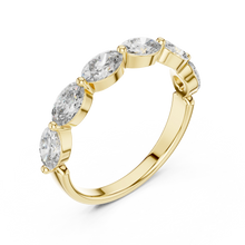 East-West Oval Moissanite Half Eternity Band in yellow 925 sterling silver, view 2