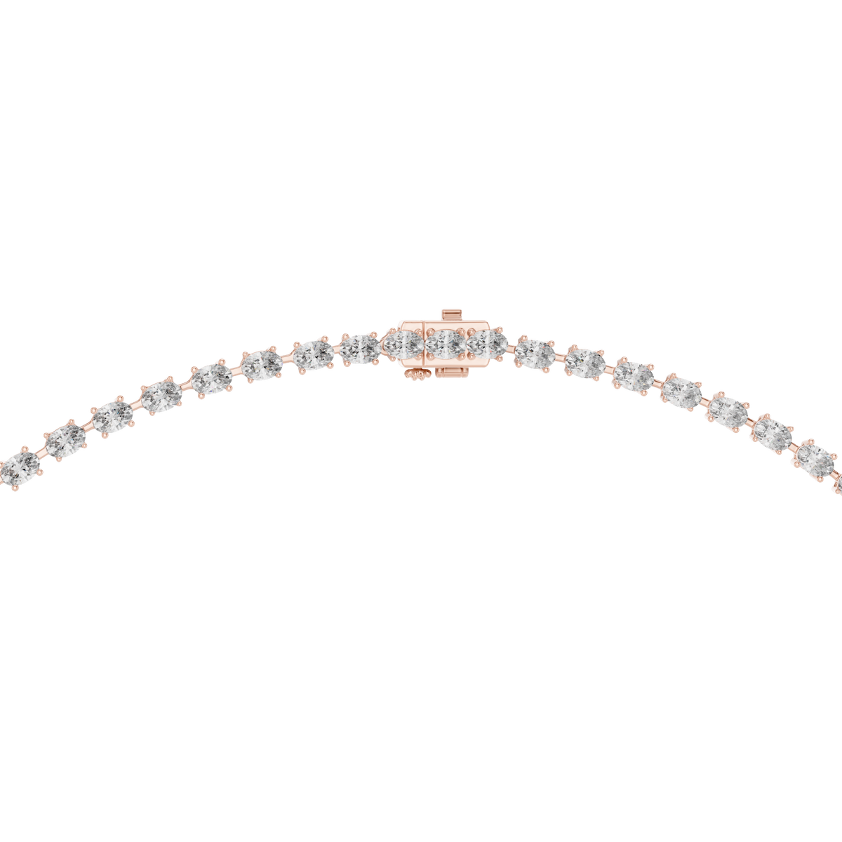 Graduated Oval Y Necklace in rose 925 sterling silver, view 4