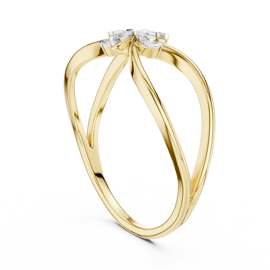 Infinity Flower Moissanite Ring in yellow 925 sterling silver, view 1