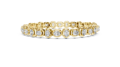 Cushion Cut Moissanite Tennis Bracelet in yellow 925 sterling silver, view 4