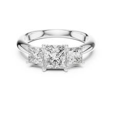 Princess Cut Three Stone Moissanite Ring in white 925 sterling silver, view 4