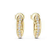 Moissanite graduated pave half hoop earrings in yellow 925 sterling silver, view 4