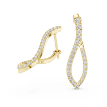 Moissanite twisted pave hoop earrings in yellow 925 sterling silver, view 1
