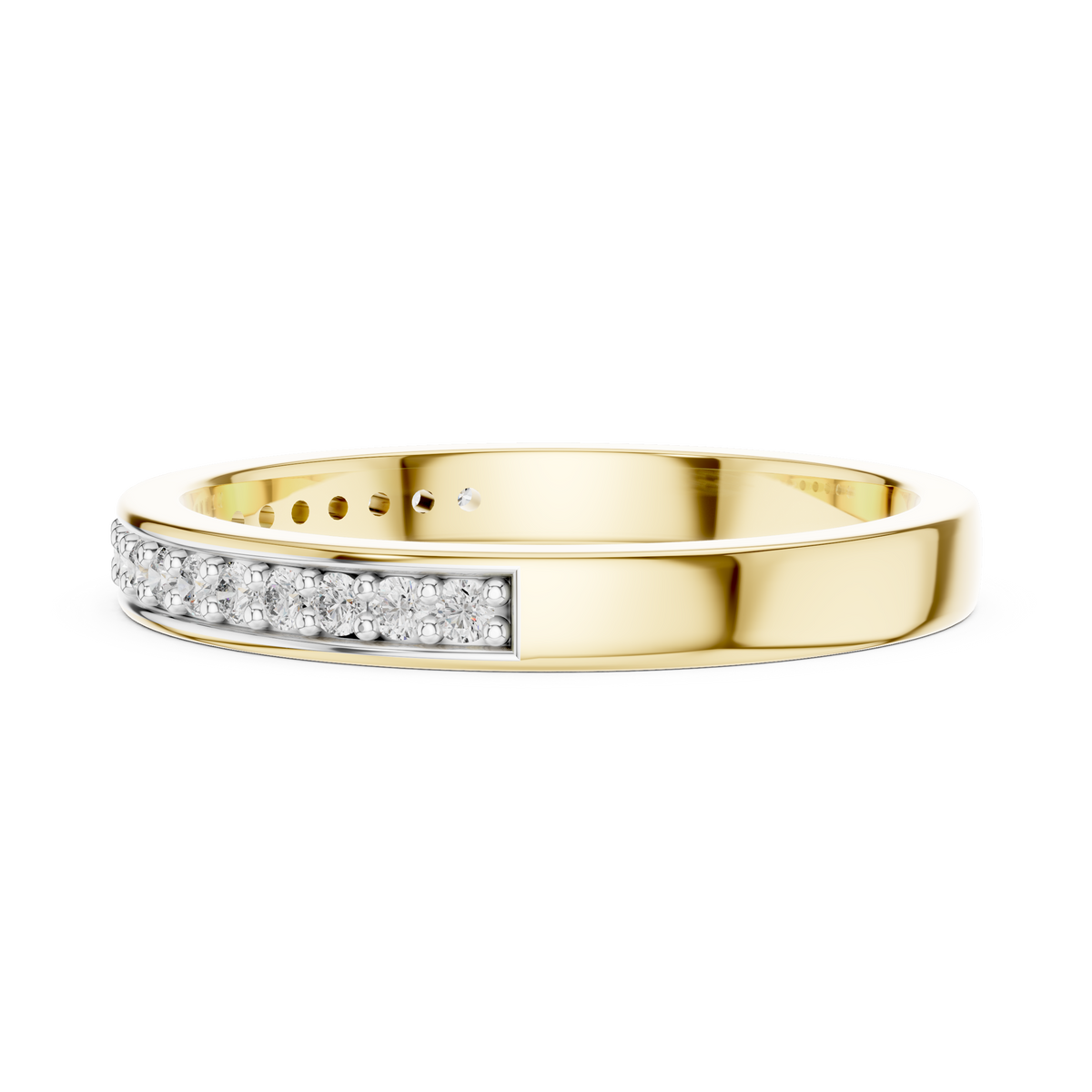 Pavé Moissanite Half Eternity Band in yellow 925 sterling silver, view 3