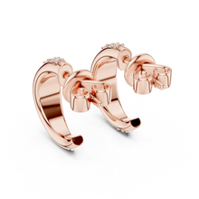 Moissanite graduated pave half hoop earrings in rose 925 sterling silver, view 3
