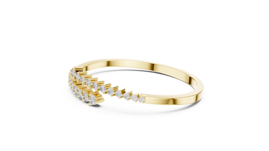 Graduated Round Moissanite Bypass Bangle in yellow 925 sterling silver, view 2