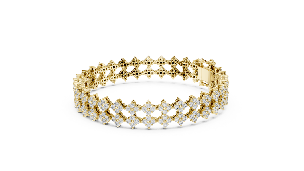 Cross Cluster Moissanite Tennis Bracelet in yellow 925 sterling silver, view 2