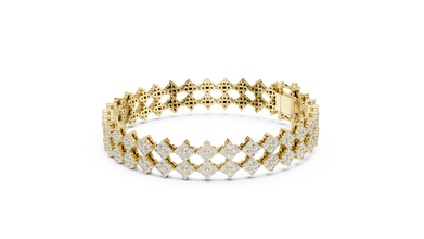 Cross Cluster Moissanite Tennis Bracelet in yellow 925 sterling silver, view 2