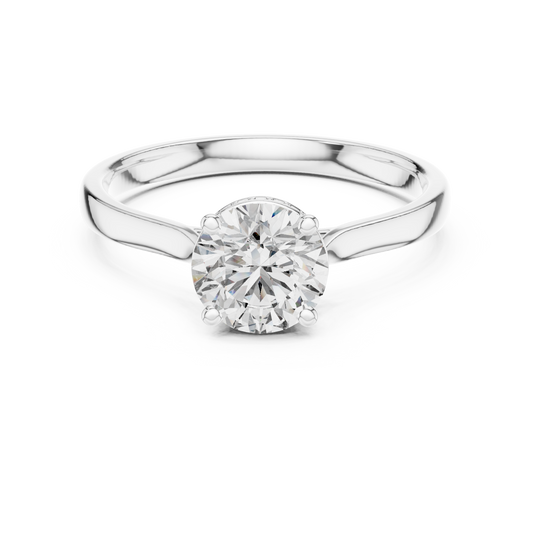 Round Hidden Halo Moissanite Solitaire Ring in white 925 sterling silver, view 4