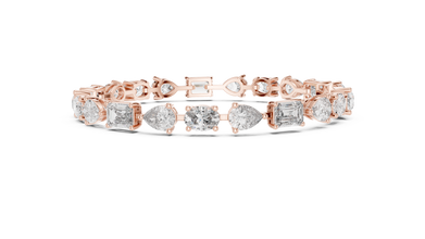 Oval Pear and Emerald Moissanite Tennis Bracelet in rose 925 sterling silver, view 4