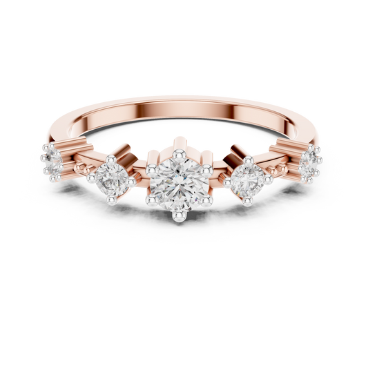Five Stone Moissanite Ring in rose 925 sterling silver, view 4