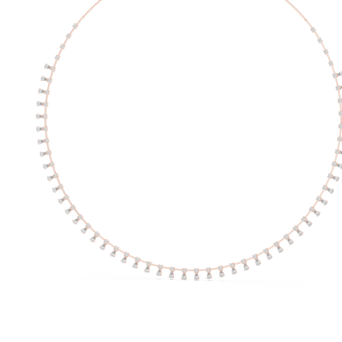 Pear Drop Fringe Necklace in rose 925 sterling silver, view 2