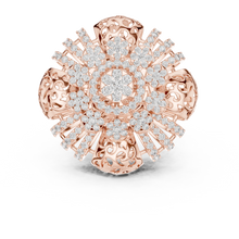 Flower Cluster Moissanite Cocktail Ring in rose 925 sterling silver, view 4
