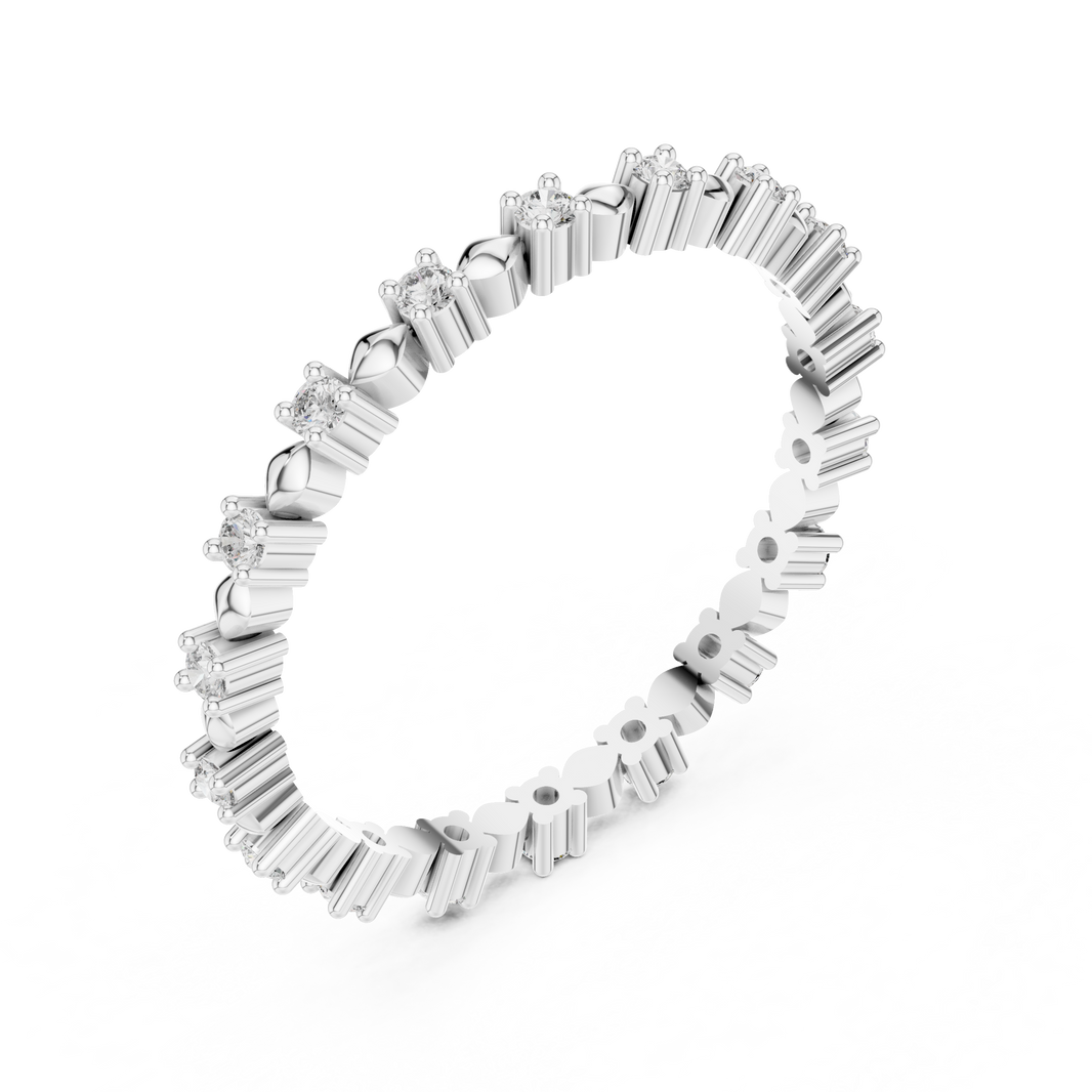 Station Moissanite Eternity Band in white 925 sterling silver, view 2